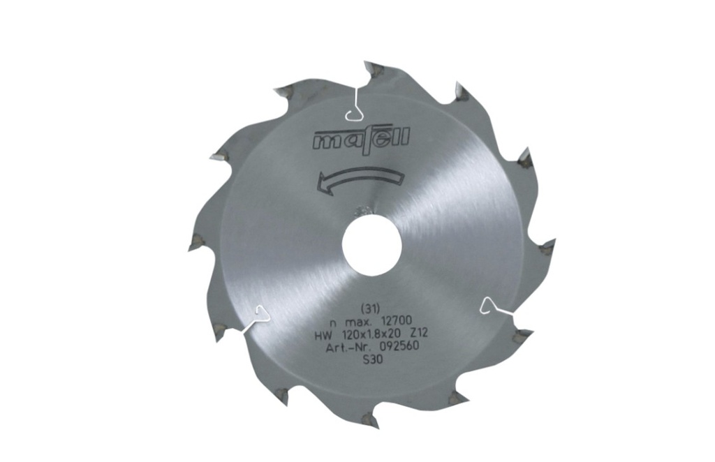 Sägeblatt-HM 120 x 1,2/1,8 x 20 mm, Z 12, WZ, für Längsschnitte in Holz