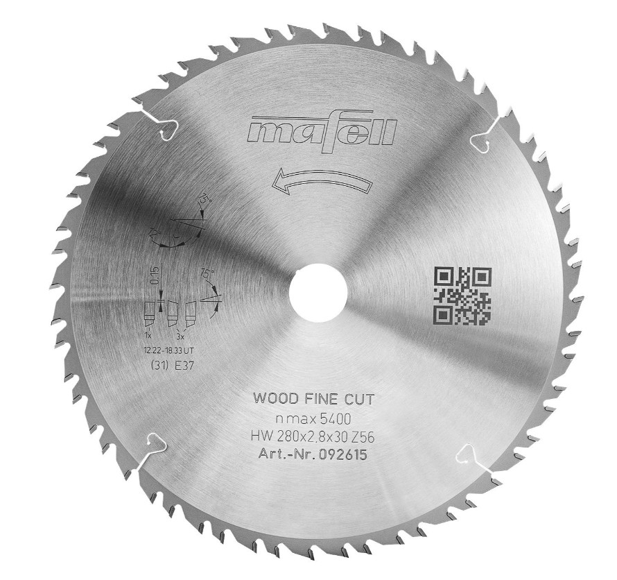 Mafell Sägeblatt KSB-WF 280 GT HW, 280 x 2,8 x 30 mm, Z56-8, 3WZ/FZ, Wood Fine Cut