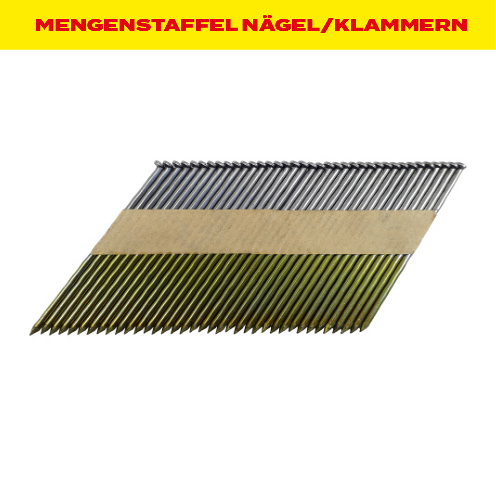 MENGENSTAFFEL Nagelstreifen 34° papiergebunden glatt-blank 3,1 x 90 mm