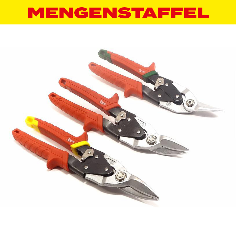 MENGENSTAFFEL Milwaukee Blechscheren - Set 3 teilig