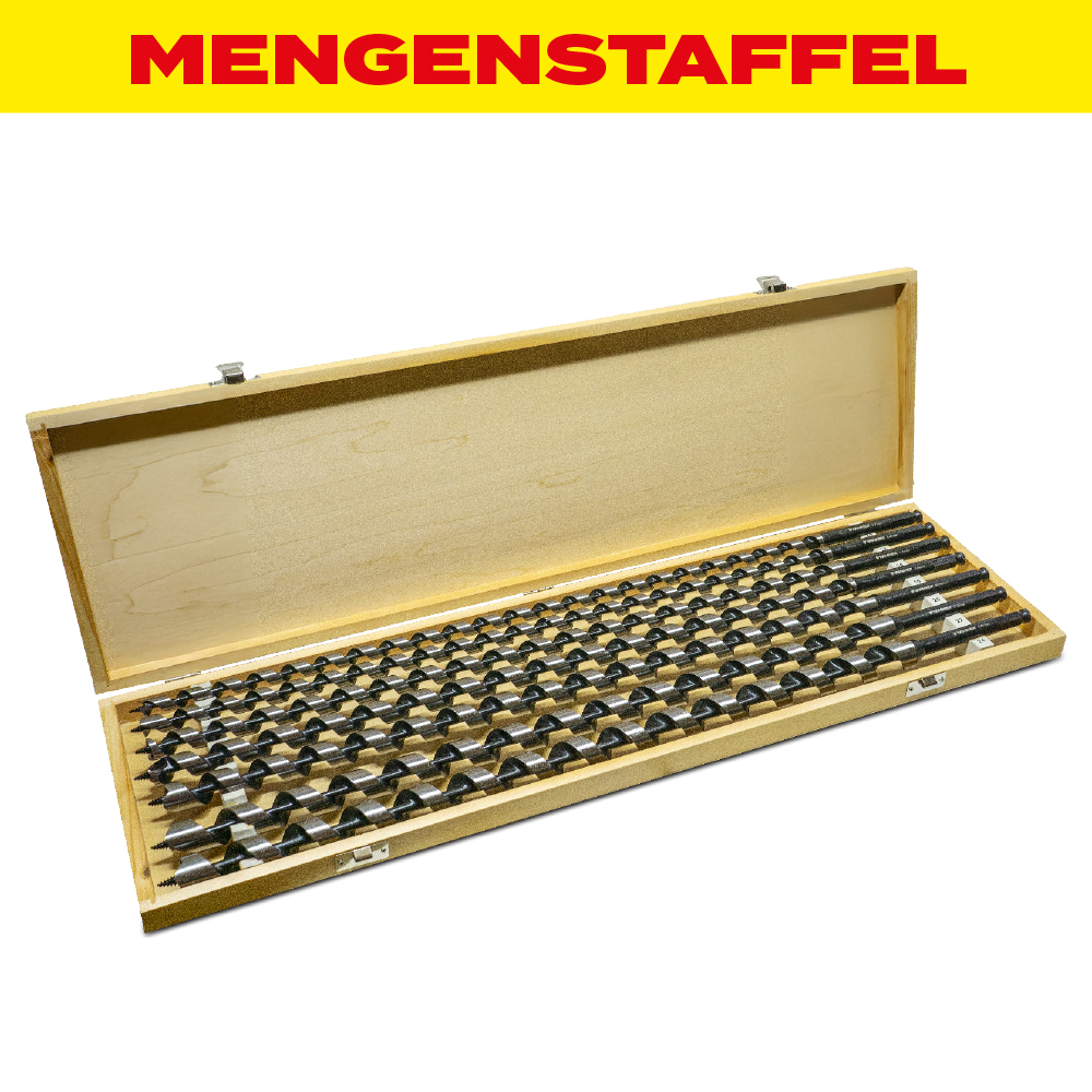 MENGENSTAFFEL Schlangenbohrer Kassette 7-teilig 650 mm 12-14-16-18-20-22-24 mm