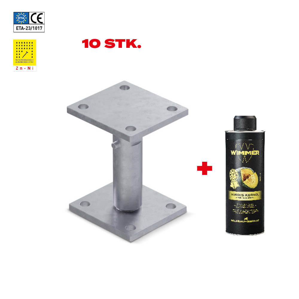 10 Stück Stützenfuß W1 Zink-Nickel + Kernöl