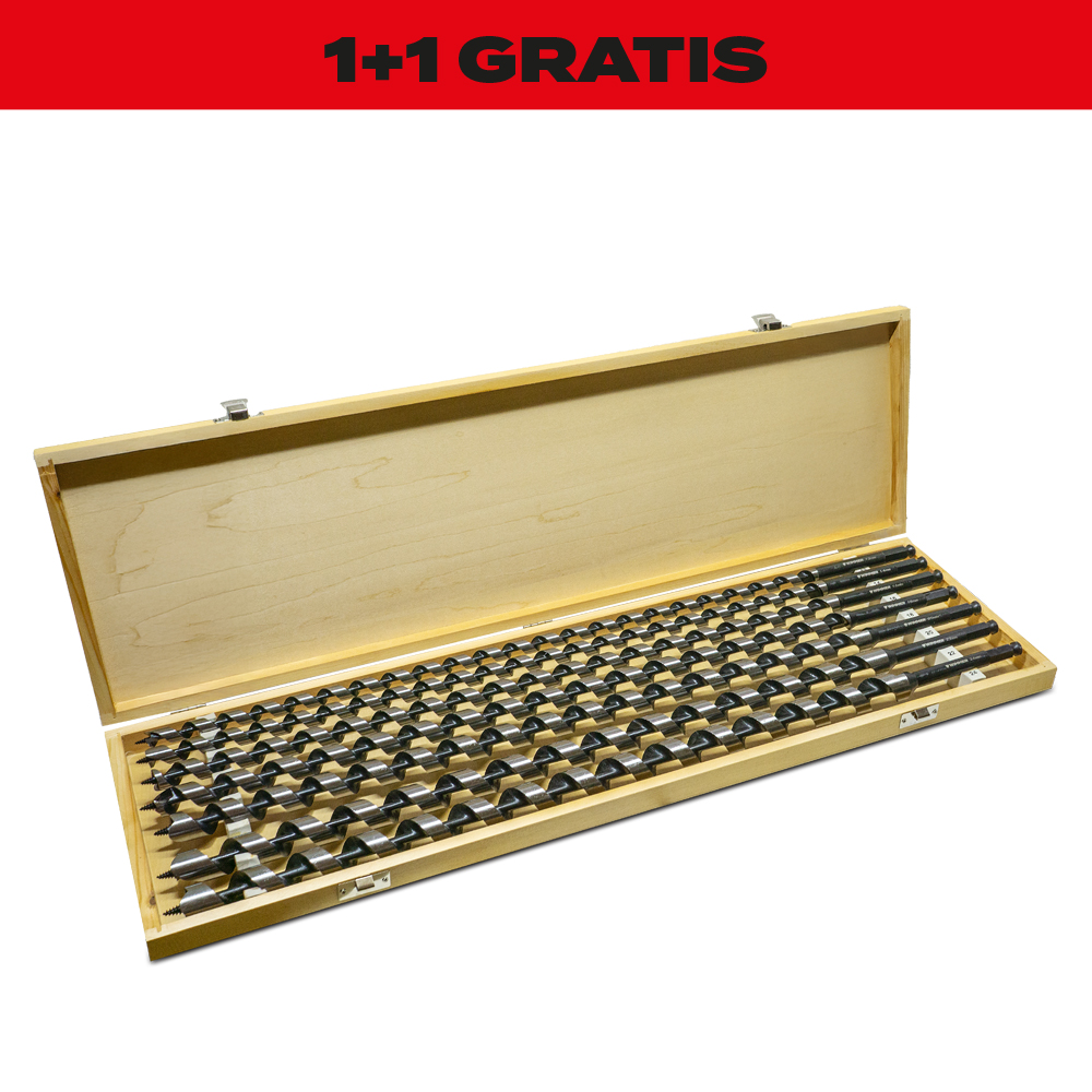 1+1 Gratis Schlangenbohrer Kassette 7-teilig 650 mm 12-14-16-18-20-22-24 mm