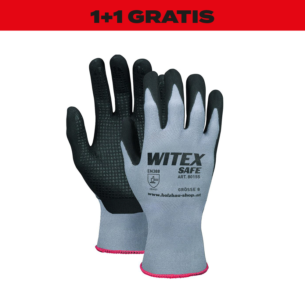 1+1 Gratis Arbeitshandschuhe WITEX Safe Comfort+ Größe 9