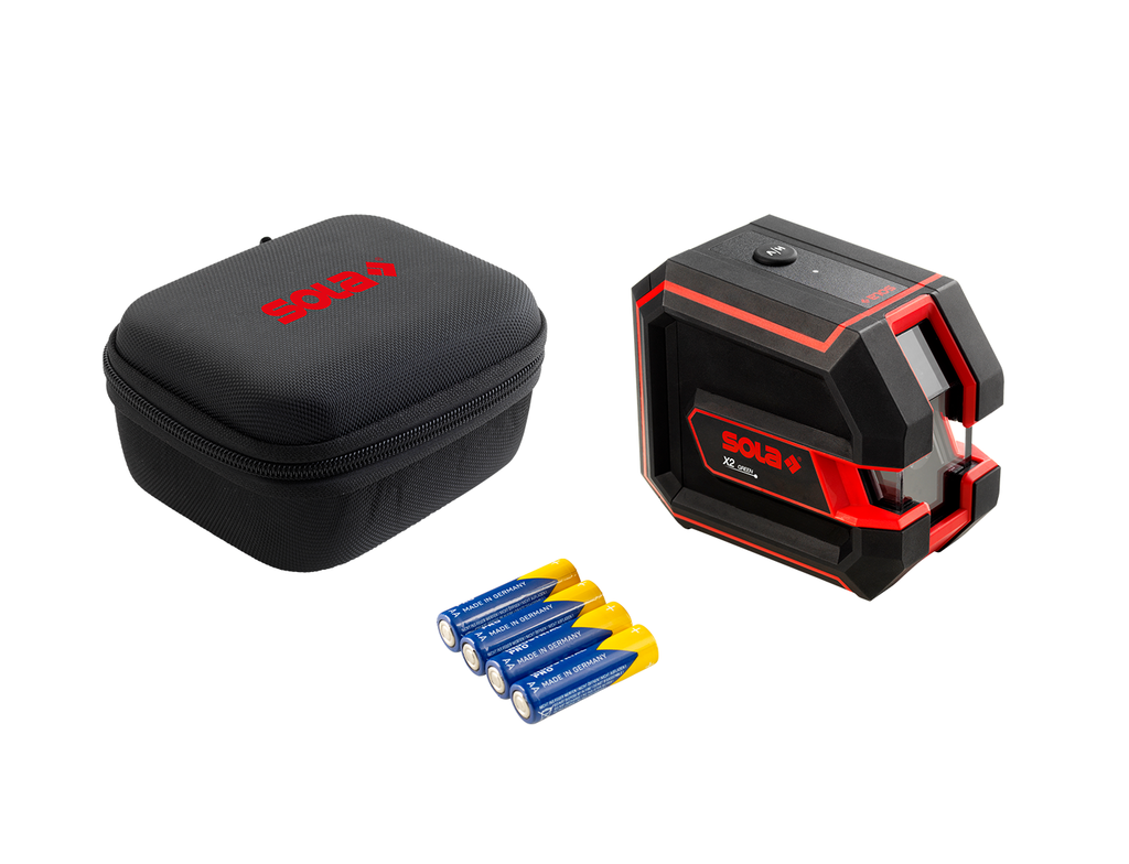 Kreuzlinienlaser Sola X2 GRÜN inkl. Gewindeadapter-Set und Tasche