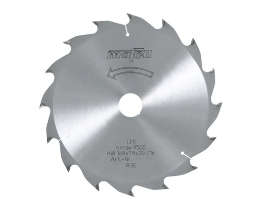 [092476] Sägeblatt-HM 168 x 1,2/1,8 x 20 mm, Z 16, WZ, für Längsschnitte in Holz