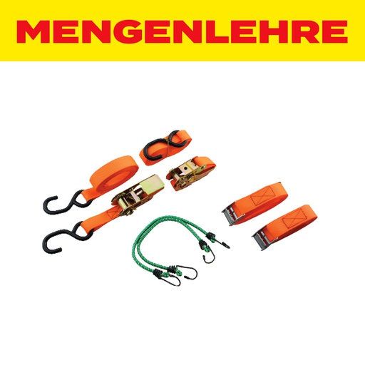 MENGENLEHRE Zurrset Spanngurt Ladesicherungs-Set 6 Teilig