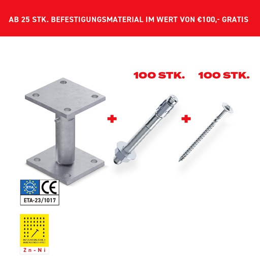 [155/25] 25 Stück STÜTZENFUSS-SET W1 ZINK - NICKEL