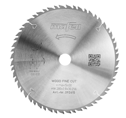 [092615] Mafell Sägeblatt KSB-WF 280 GT HW, 280 x 2,8 x 30 mm, Z56-8, 3WZ/FZ, Wood Fine Cut