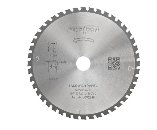 [092618] Mafell Sägeblatt KSB-SP 237 HW, 237 x 2,4 x 30 mm, Z44, WZFA, Sandwich Panel