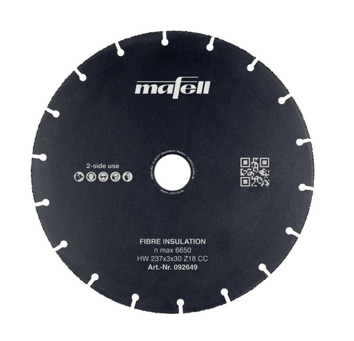 [092649] Mafell Sägeblatt KSB-FI 237 HW, 237 x 3 x 30 mm, Z18, CC, Fibre Insulation